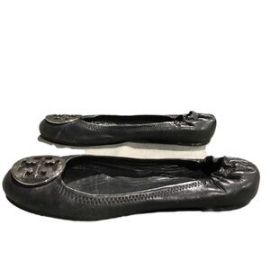 Tory Burch Reva Flats with Silver Hardware Logo